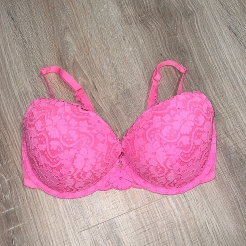 Victoria’s Secret neon pink lacy bra